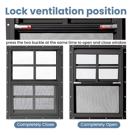 COLORPAPA 2 Pack Shed Windows,12" x 18" Small Sliding Windows,Flush Mount Windows with Tempered Glass and Fiberglass Screen for Shed, Chicken Coop, Playhouse, Household, Garage, Barns (Black)