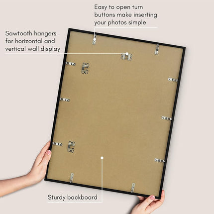 Americanflat 17x22 Picture Frame in Black - Thin Border Photo Frame with Polished Plexiglass - Horizontal and Vertical Formats for Wall