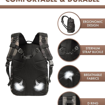 TRAILKICKER Tactical Laptop Backpack Military Backpack for Men Black Tactical Bag Backpack, Tac0006camo, Modern