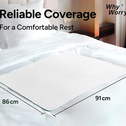 WhyWorry Washable Bed Pads for Adult Incontinence, 86x91cm, White, 4 Pack