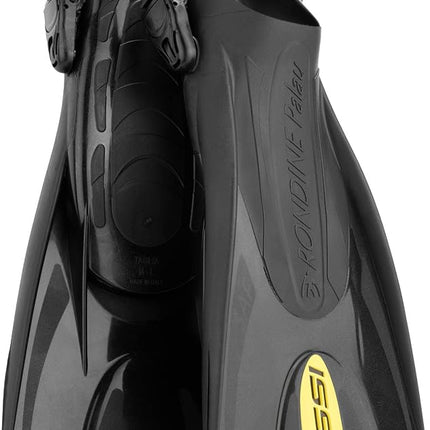 Cressi Palau Saf Fins - Adjustable Short Fins Adults for Snorkelling and Swimming, Black/Yellow Short Fins, XS/S (35/38)
