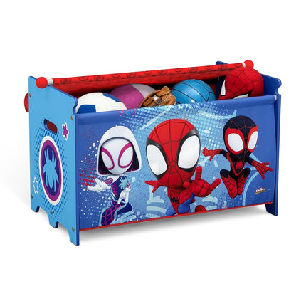 Delta Children Marvel Spidey and His Amazing Friends Toy Box with Retractable Fabric Top, Blue