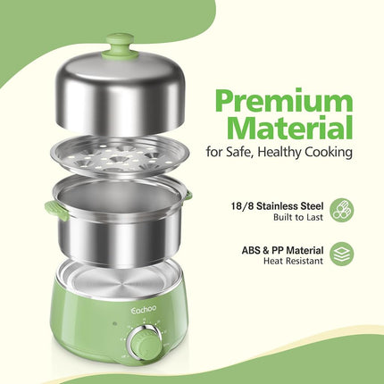 CACHOO - Fast 14 Egg Stainless Steel Egg Boiler with 30 Minute Timer & Auto Shut Off, Compact Electric Vegetable Steamer for Cooking, Dishwasher Safe,