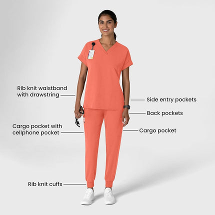 WonderWink Women's Jogger Utility Scrub Pant, Sugar Coral, Small