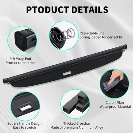Rear Cargo Cover Compatible with Toyota 4Runner 2010-2024, Retractable Rear Trunk Cover Car Accessories for Toyota 4Runner, Anti-Peeping Luggage Privacy Security Shield Shade, Carbon Fiber Texture