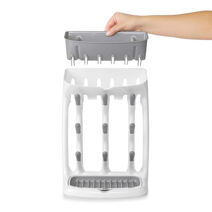 OXO Tot Space-Saving Bottle Drying Rack, Baby Bottle Organizer, Grey