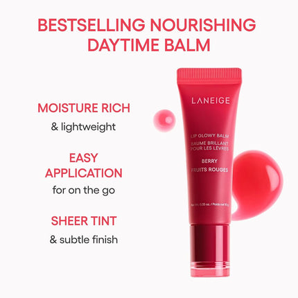 LANEIGE Lip Glowy Balm Berry, Hydrating Lip Balm with Murumuru Butter & Shea Butter,Lightweight Non-Sticky Glossy Finish, K-Beauty Lip Care,10g
