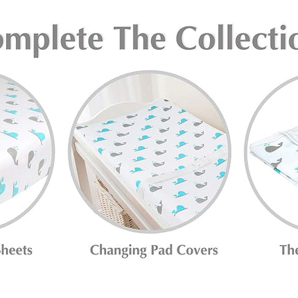 American Baby Natural Breathable Printed 100% Cotton Jersey Knit Fitted Crib Sheet for Standard Crib and Toddler Mattresses for Boys and Girls, Whale