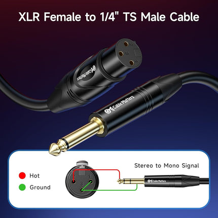 XLR Female TO 6.35mm TS - 3 Feet