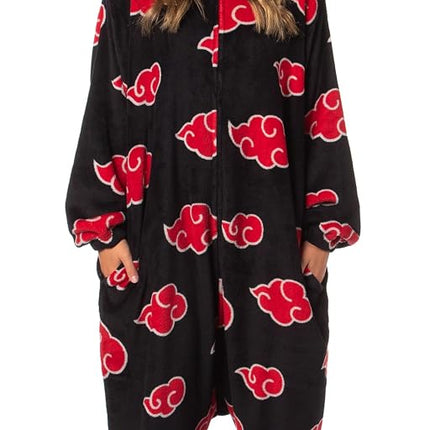 Bioworld Naruto Kigurumi Shippuden Nubes Rojas Akatsuki Anime Traje de una Pieza para Adultos Pijama Union Suit para Hombres y Mujeres, Cloudv1, S-M