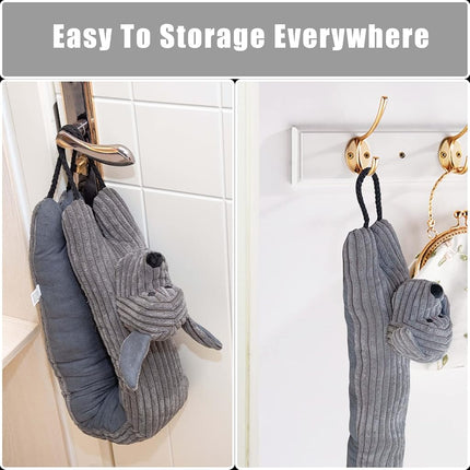 Marwood Under Door Draft Stopper Decorative Wind Stopper 36 inch for Door & Window, Weighted Animal Air Draft Stopper Snake Noise Blocker for Bottom of Door with Hanging Loops - Grey Dog
