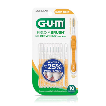 GUM Proxabrush Go-Betweens - Brossettes Interdentaires Larges, pour Nettoyage Interdentaire, Cure-dents pour Éliminer la Plaque Dentaire, Sûres pour les Appareils Dentaires et Prothèses, 10 U. (Lot de 4)