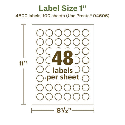 Etiquetas ecológicas Avery blancas mate recicladas en forma de estrella, 2,5 cm, impresión hasta el borde, etiquetas blancas mate, adhesivo permanente, aptas para impresoras láser/de inyección de tinta, 4.800 unidades en total