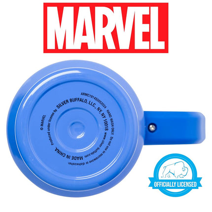 Silver Buffalo Marvel Captain America Shield Stainless Steel Tumbler with Handle and Straw, Fits in Standard Cup Holder, 40 Ounces