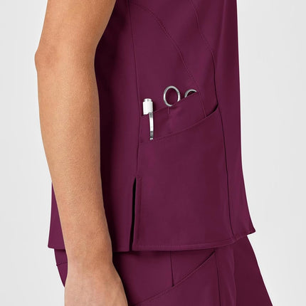 WonderWink W123 6155 Women's Stylized V-Neck Top, Wine, 2X