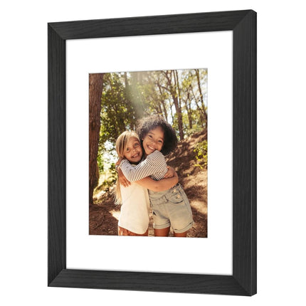 Americanflat 11x14 Poster Frame - Black Engineered Wood with Shatter-Resistant Glass - Matted to 8x10 Photo Size - Hudson Collection - Wide Picture Frame for Wall Display - Black