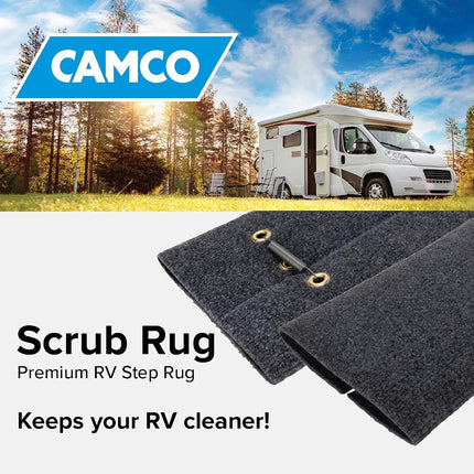Camco Wrap Around RV Step Rug - for Manual & Electric RV Steps - Fits 18" Wide Steps - Weather-Resistant - Gray (42925)