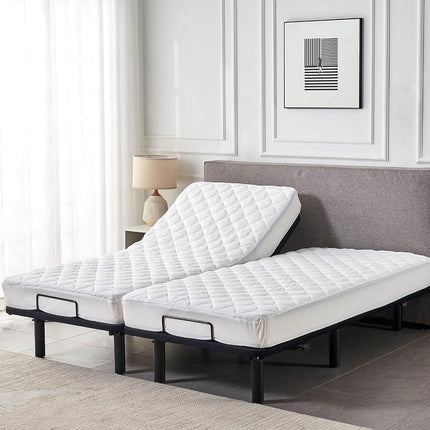 Kingnex Waterproof Split Cal King Mattress Protector Pad for Adjustable Bed