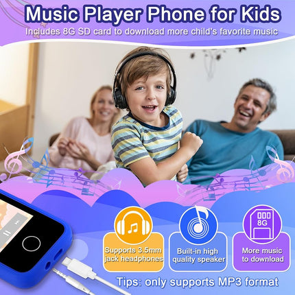 Kids Smart Phone for Boys, Christmas Birthday Gifts for Boy Girl Age 3-10 Kids Toys Cell Phone, 2.8" Touchscreen Toddler Learning Play Toy Phone with Dual Camera, Game, Music Player, 8GB Card Blue