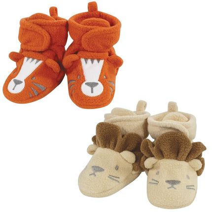 Hudson Baby Chaussons Doux en Polaire Unisexe, Lion Tigre, 2 Tout-petit