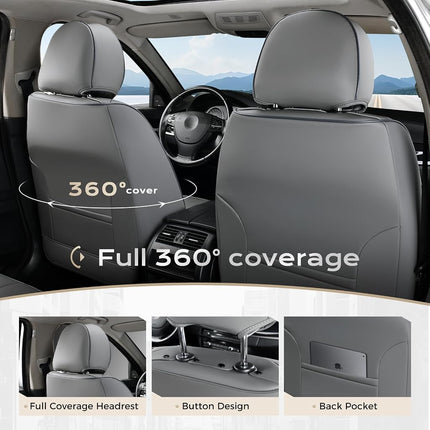 Coverado Seat Covers, Car Seat Covers Front Seats, Leather Seat Covers for Cars, Car Seat Protector Waterproof, Gray Car Seat Cushion, Front Carseat Cover Universal Fit for Most Cars Blue