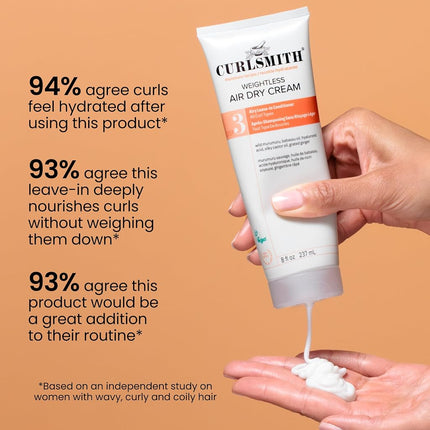 CURLSMITH - Weightless Air Dry Cream - Vegan Leave-In Conditioner for Any Hair Type, Smooths Hair (8 fl oz)