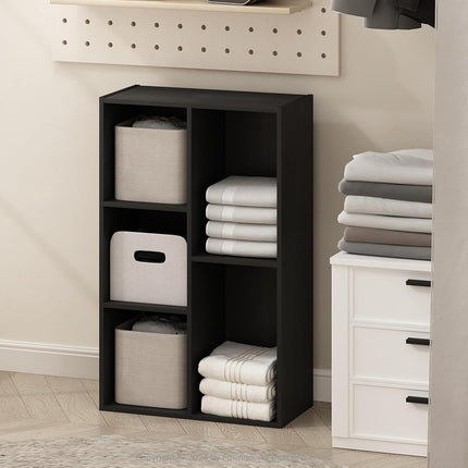 Furinno REED 5-Cube Reversible Closet Shelves, Bla