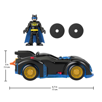 Fisher-Price Imaginext DC Super Friends Batman Toys Shake & Spin Batmobile with Poseable Figure for Preschool Pretend Play Ages 3+ Years, HRP08