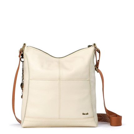 The Sak Lucia Crossbody Bag in Leather, Convertible Purse with Adjustable Strap, Stone, Medium