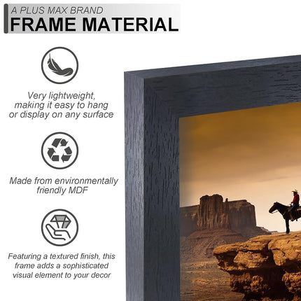 A PLUS MAX 17x22 Picture Frame Set of 3 Black Light Weight Wall Mount