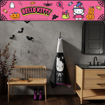 Sanrio Hello Kitty Skeleton Halloween Kids Super Soft Bath/Pool/Beach Soft Cotton Terry Hooded Towel Wrap, 24 in x 50 in, (Officially Licensed Product) by Franco