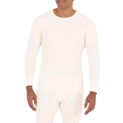 Fruit of the Loom Men's Recycled Waffle Thermal Underwear Set (Top and Bottom) Pajama, Natural, Medium