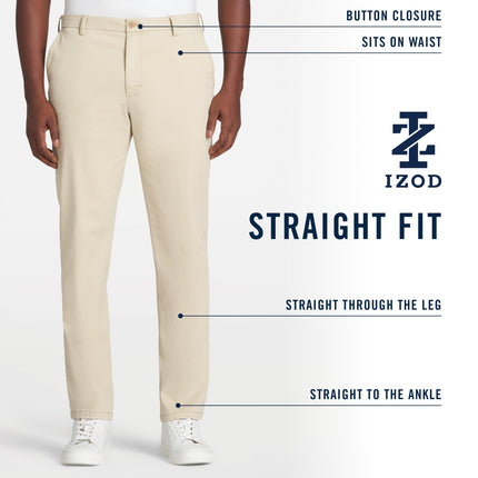 Izod Men's Saltwater Stretch-Chinohose mit Flacher Vorderseite, Gerade Passform Casual Pants, Asphalt, 40 W/32 L