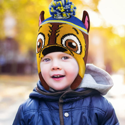 Conjunto de gorro y mitones de invierno Nickelodeon para niños, gorro para niños pequeños de La Patrulla Canina Chase Marshall para edades de 2 a 4 años, azul con forro polar, 2-4T