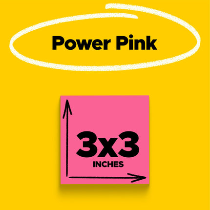 Post-it Super Sticky Notes, 76x76 mm, 5 Blocs, 90 Feuilles/Bloc, 450 Feuilles au Total, Pouvoir Adhésif 2X, Rose Électrique