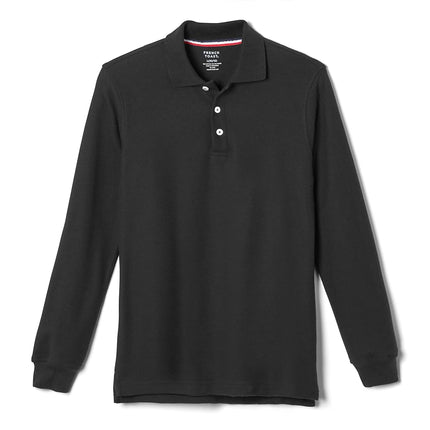 Polo de piqué de manga larga para niño French Toast, negro, 14-16 Husky
