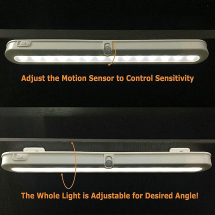 BLS T01L LED Closet Light Super Bright 20 LED Under Cabinet Lighting Battery Powered/DC Input Wireless Motion Sensing Light, Auto On Off Switch, Motion Sensor & Light Sensor, 2 Pack