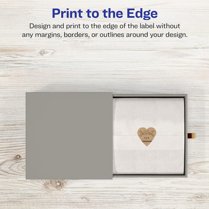 Étiquettes en forme de cœur marron kraft Avery avec Sure Feed, 1,9 x 1,9 cm, 4 000 étiquettes marron kraft, imprimables bord à bord, imprimables laser/jet d'encre