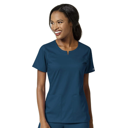 WonderWink 6419XCARI2XL WonderWink PRO Women's 4 Pocket Notch Neck Top, Caribbean Blue, Extended-2XL Size