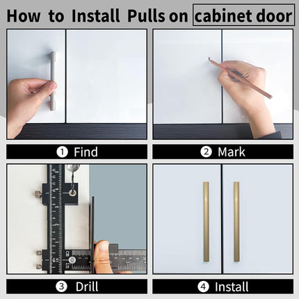 King&Charles Cabinet Hardware Jig, Aluminum Alloy Cabinet Handle Jig with Point Wood Drils Bits, Cabinet Jig for Handles and Pulls on Drawers/Cabinets, Cabinet Hardware Template Tool Perfect Set.