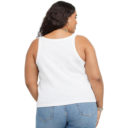 Hanes Women's Originals Racerback Top, Cotton Ribbed Tank, Sleeveless Shirt, Available in Plus Cami, White, XS