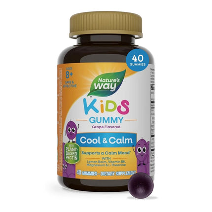 Nature's Way Kids Cool, Calm & Collected Gummies for Ages 8 and Over, Grape Flavored, 40 Count