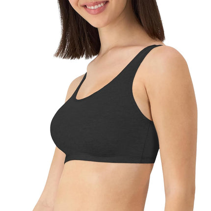 Hanes Women's Racerback Bralette Pack, Low Impact Sports Bra, Solid Or Assorted, 3-Pack, Opaque, Black/Black/Black, M (Pack of 3)