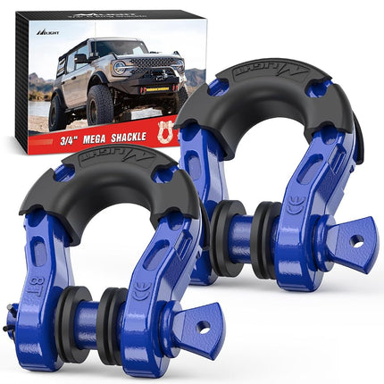 Nilight 2 Pack 3/4" Mega D-Ring Shackle with 7/8" 