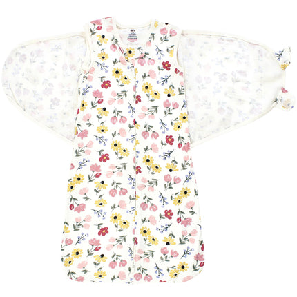 Hudson Baby Unisex Baby Convertible Swaddle Sleep Sack, Soft Painted Floral, 0-3 Months