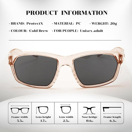 ProtectX Stylish Anti-Fog & Scratch-Resistant Safety Glasses With Readers, UV Protection Goggles, Anti-Impact Lightweight Glasses for Men＆Women Cold Brew Tinted Smoke - 2 Pack
