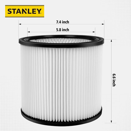 Stanley Cartridge Filter for Most 5-18 Gallon Wet/Dry Vacuum Cleaners, 08-2566B