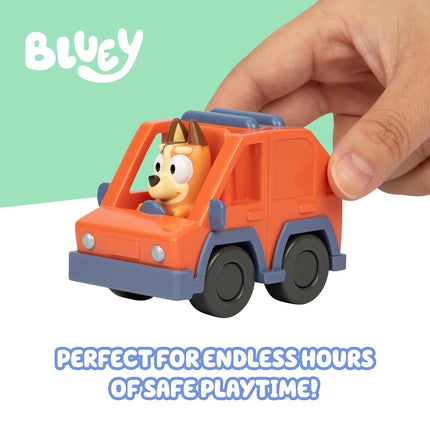 BlueY Mini Racing Cars, 4 of The Most Popular Vehicles in Small Format Play Garbage Truck, Bingo in The Fire Engine, Bandit in The Convertible and Chilli in The Heeler Family Car. Collect Them All!