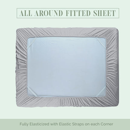 Elegant Comfort 1500 Premium Hotel Quality 18-24 Inches Deep - Extra Deep Pocket Single Fitted Sheet for High Mattress, Luxury and Softest, Smart Pocket - Wrinkle Free, King, Silver