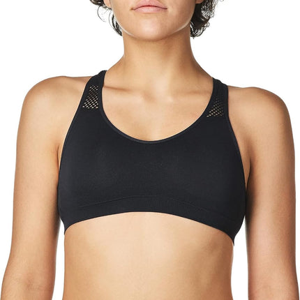 Maidenform Girls' Seamless Racerback Sports Bra, Black Mesh Back, Medium